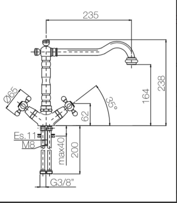 PB Носталгичен кухненски смесител V1910 Бронз