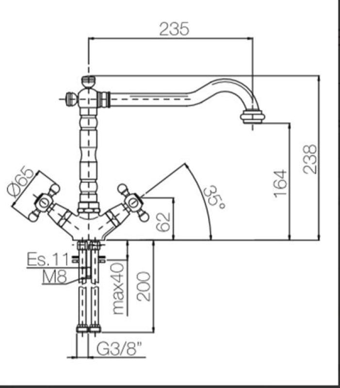 PB Носталгичен кухненски смесител V1910, неръждаема стомана
