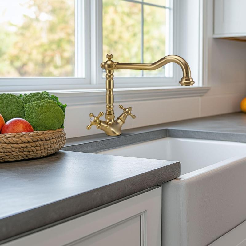 PB Носталгичен класически златен кухненски смесител V1910 с въртящ се чучур 1150424170