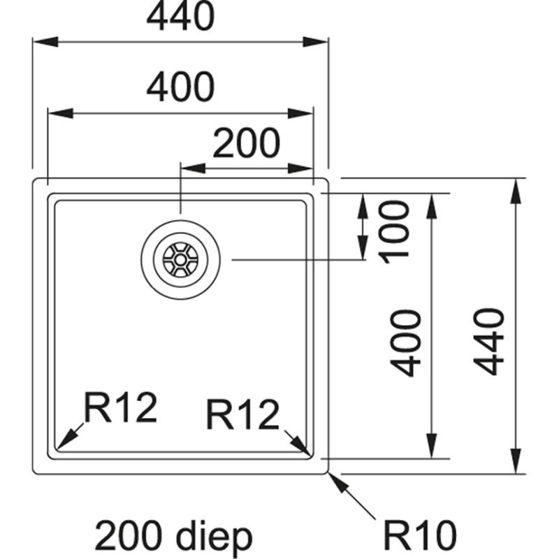 Franke Bolero Plus R12 BXX 110-40 Мивка за монтаж под плота, неръждаема стомана 40x40cm 122.0576.355