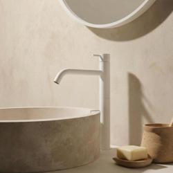Waterevolution Flow washbasin tap high spout for washbasins incl. click plug matt white T115BR