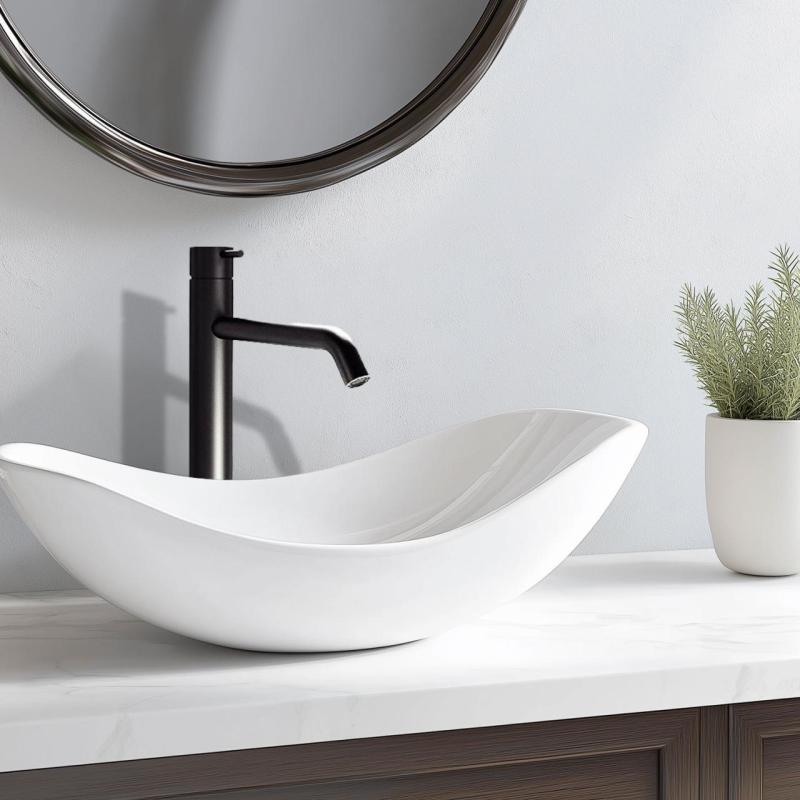 Waterevolution Flow висока смесителна батерия за умивалник, включително сив капак за сифон T115PR