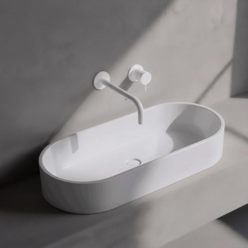 Waterevolution Flow вграден смесител за умивалник, матово бял, с излив 25 cm T116BBR-25