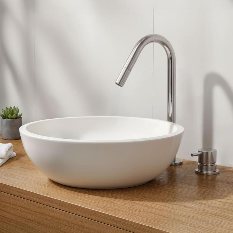 Waterrevolution Flow 2-дупков мивков смесител хром с малко V 120mm излив T1121V01