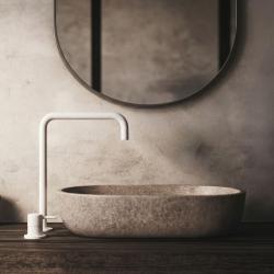 Waterevolution Flow Washbasin mixer with 2 holes and automatic stop & go valve H White T112HBR