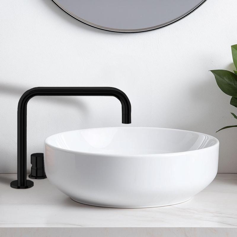 Waterevolution Flow 2-дупков смесител за умивалник матов черен T112HPR