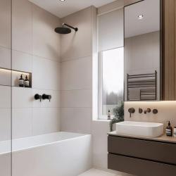 Waterevolution Flow вграден душ термостат с кръгла розетка, матово черно 1208778082 T142TBPR