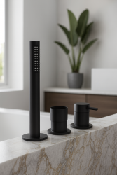 Водна революция Flow 3-дупков смесител за вана за монтаж на ръба на ваната мат черен T138SBPR