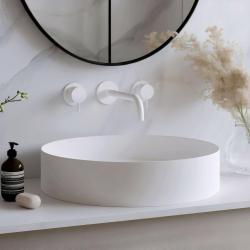 Waterevolution Flow 3-отворен вграден смесител за умивалник, матово бял, с излив 15 cm T1163FBR-15