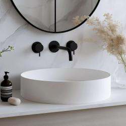 Waterevolution Flow 3-отворен вграден смесител за умивалник, матово черно, с излив 15 cm T1163FPR-15