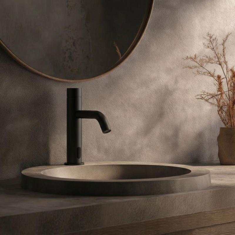 Waterevolution Flow електронен мивков миксер с инфрачервена технология на батерии, матово черен T110EBPR