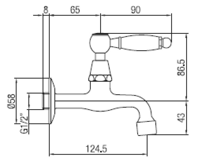 PB класически стенен кран за фонтан с бяла дръжка за студена вода, хром 1208853472