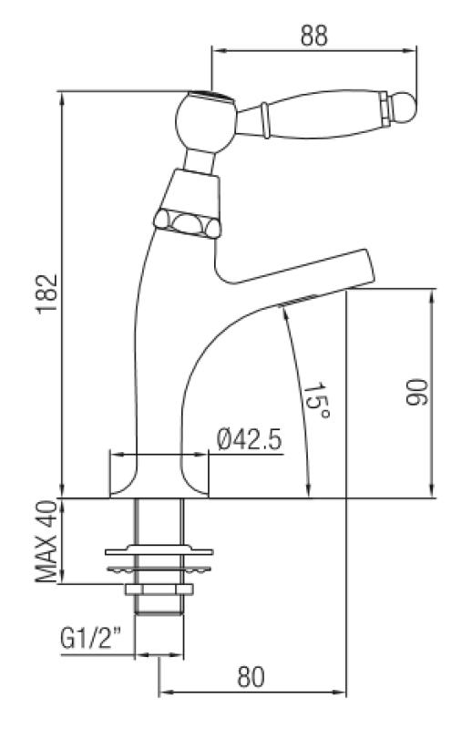 PB класически чешмичка за фонтан с бяла ръкохватка за студена вода, малък модел, хром 1208854162