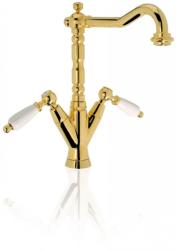 PB класически кран за мивка с бели дръжки и чучур 18,5 см Хром 1208854292