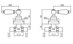 PB класически вграден душ комплект с кран и бели дръжки Хром 1208854562