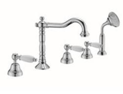 PB класически 5-дупков смесител за вана с бяла ръкохватка Хром 1208854782