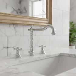 PB класически 3-дупков мивков смесител със силни копчета, изход 18,5 см Хром 1208854922