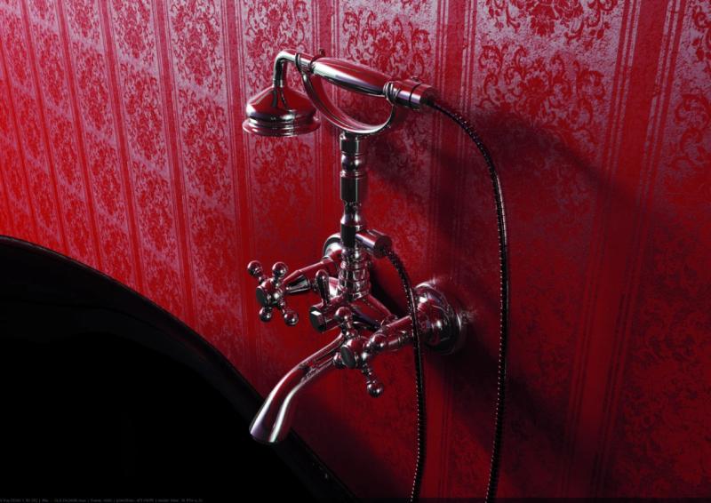 PB класически смесител за баня с хромирани копчета, включително ръчна душ 1208855152