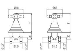 Класически вграден комплект за душ с кранове PB със силни копчета RVS 1208855352