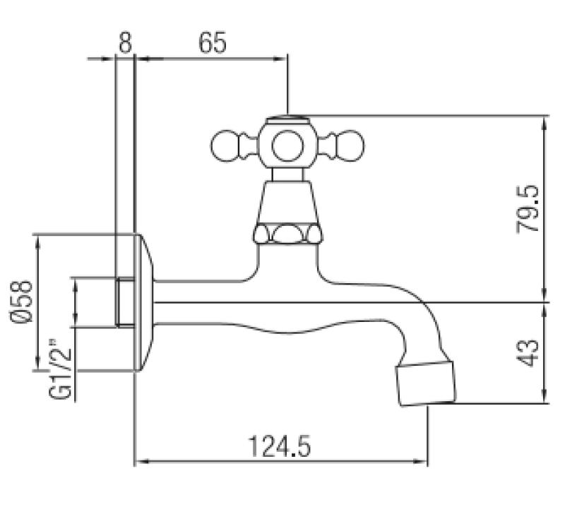 PB класически стенен кран за фонтан с копче за студена вода от неръждаема стомана 1208855612