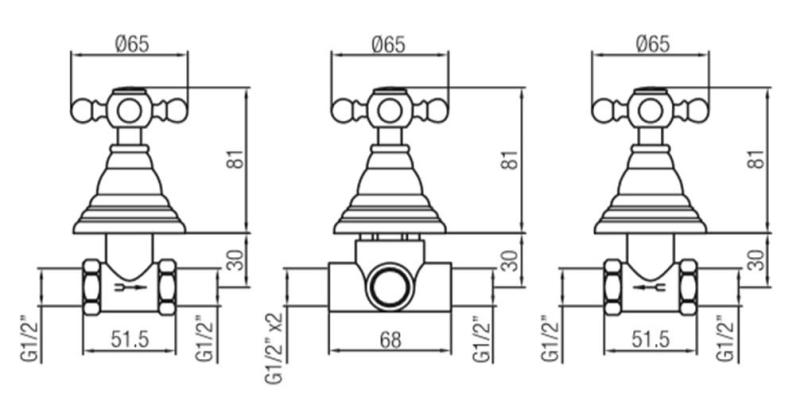 PB класически комплект за вграждане на душ с 3 пътища превключвател с копчета за затваряне RVS 1208889772