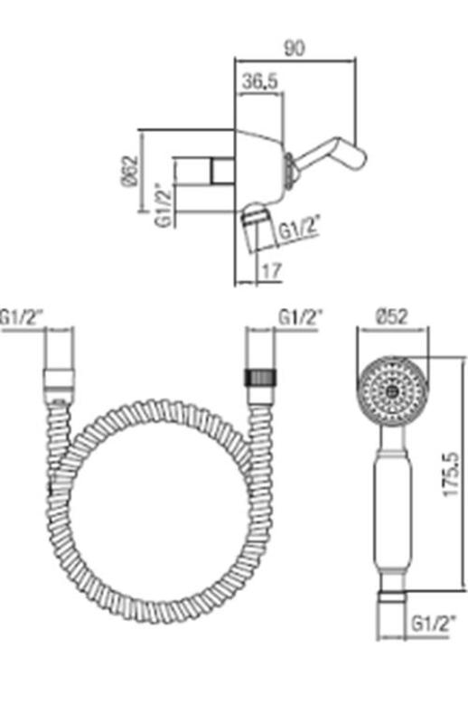 PB класически комплект за ръчен душ с висяща кука хром 1208899052