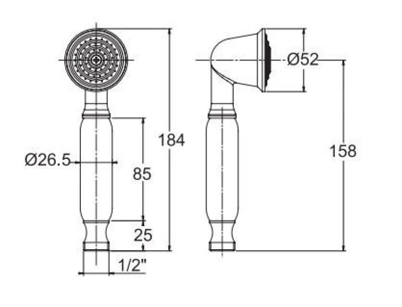 PB класически душ с бяла дръжка хром 1208916142