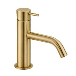 Waterevolution Flow low washbasin faucet incl. click plug brushed brass T110LE