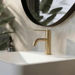 Waterevolution Flow sink faucet incl. click plug brushed brass T111LE
