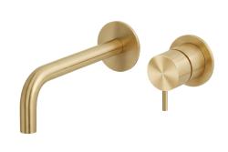 Waterevolution Flow Built-in Washbasin Faucet Brushed Brass with 15 cm Spout T116BLE-15