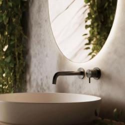 Waterevolution Flow Built-in Washbasin Faucet PVD Gun Metal with spout 15 cm T116BME-15