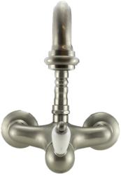 PB Носталгичен стенен смесител с бяла дръжка, неръждаема стомана