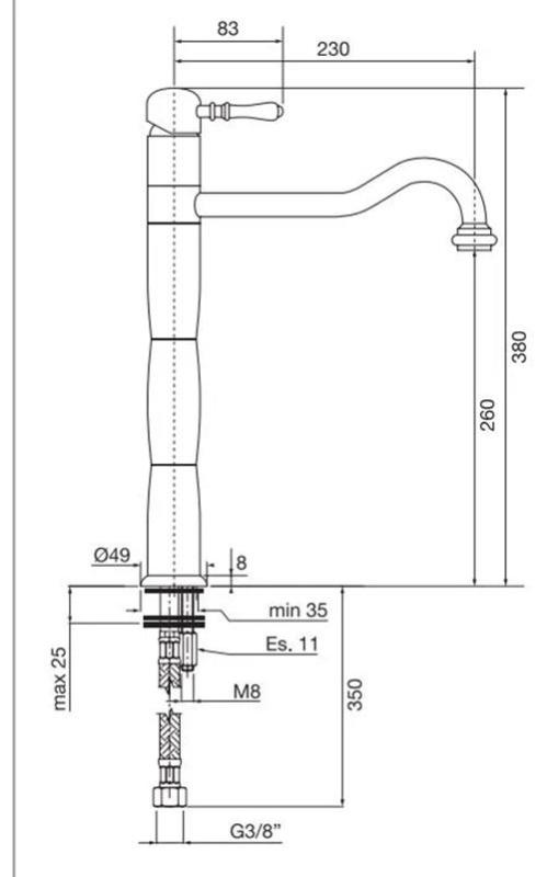 PB Classic Носталгичен кухненски смесител-стълб, Бронз 1208952921