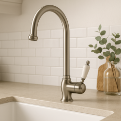 PB Класически кухненски смесител с една ръкохватка и въртящ се чучур 200 мм, неръждаема стомана 1208953115