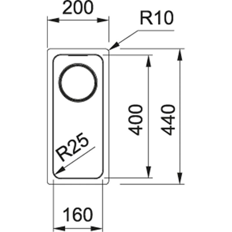 Franke Mythos MYX 110.16 Малка иноксова мивка 16x40cm, вграждане под плота 122.0638.196