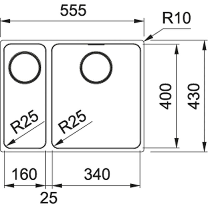 Franke Mythos MYX 160.34.16 BR Иноксова 1,5 мивка, вграждане под плота 16+34cm 122.0638.272