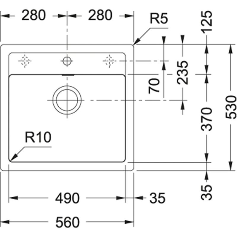 Franke Sirius 2 S2D 610.50 пластмасова черна мивка 56x53cm надстройка с отвор за чешма 114.0271.940