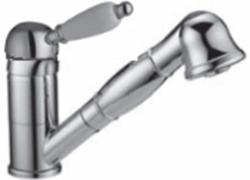 PB Носталгичен кухненски смесител, нисък с издърпващ се ръчeн душ, хром 1208953752