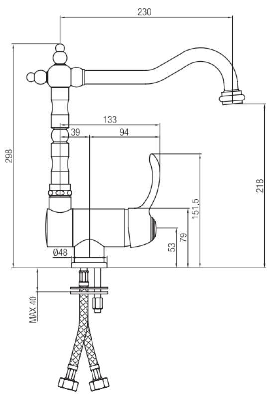 PB Vintage Носталгичен кухненски смесител, прозоречен смесител, сгъваем, неръждаема стомана 1208953757