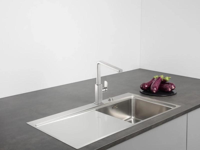 Franke Mythos Кухненска батерия от неръждаема стомана с въртящ се чучур, inox 115.0547.852