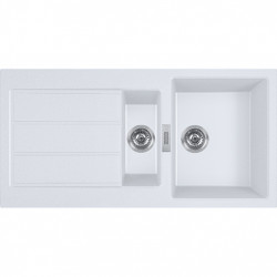 Franke Sirius 2 S2D 651 пластмасова 1,5 половинчата мивка с бял дренаж за повърхностен монтаж 100x50 143.0634.555