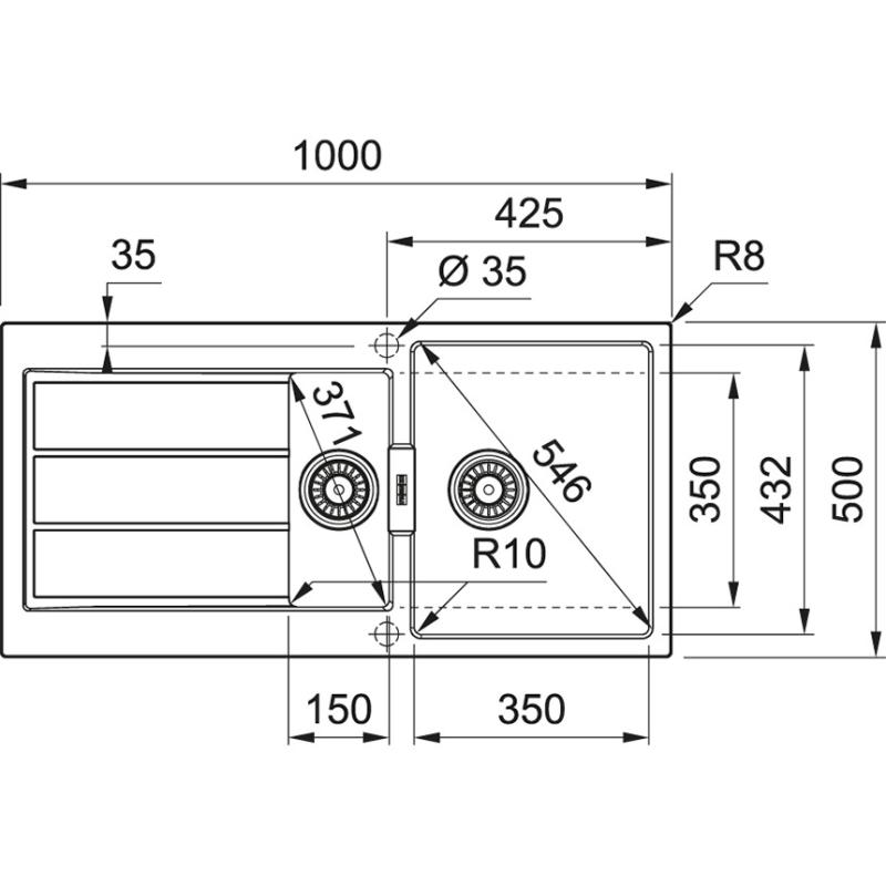 Franke Sirius 2 S2D 651 черна пластмаса 1,5 полуторен съдомиялник с отцеждаща постройка 100x50 143.0634.554