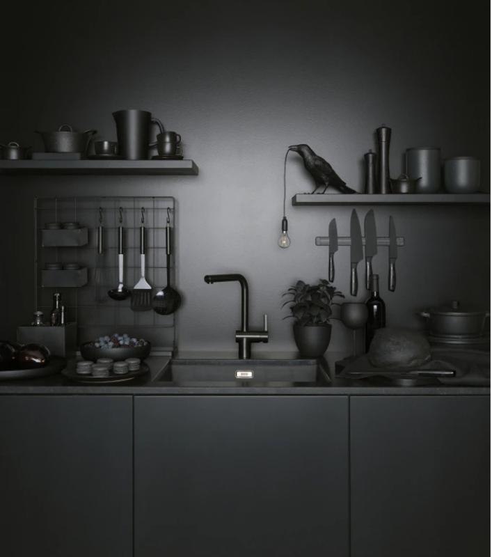 Franke Atlas Neo Черен сензорен смесител за кухня с въртящ се чучур 115.0625.525