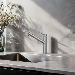 Franke Orbit Висок кухненски смесител от неръждаема стомана с въртящ се чучур, inox 115.0600.928