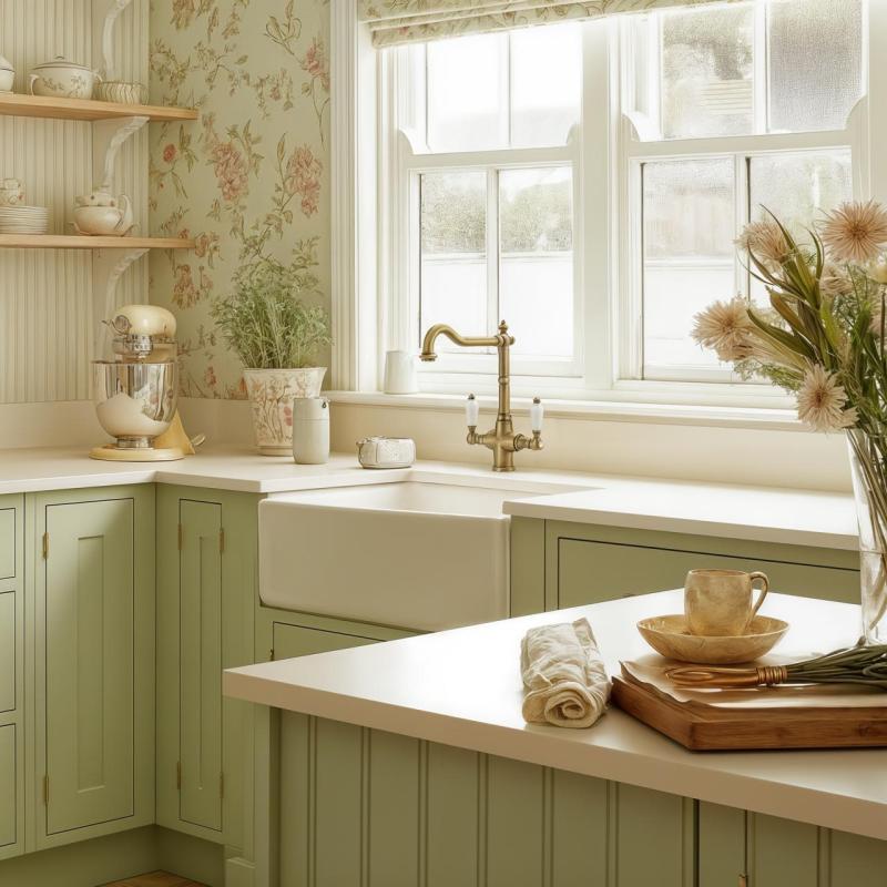 PB Носталгичен класически провинциален кухненски смесител Бронз с бели дръжки 1208953913