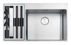 Franke Box Center BWX220-54-27 Иноксова мивка вдясно с дъска за рязане, комплект ножове и метална кошница 86x51cm 127.0587.644