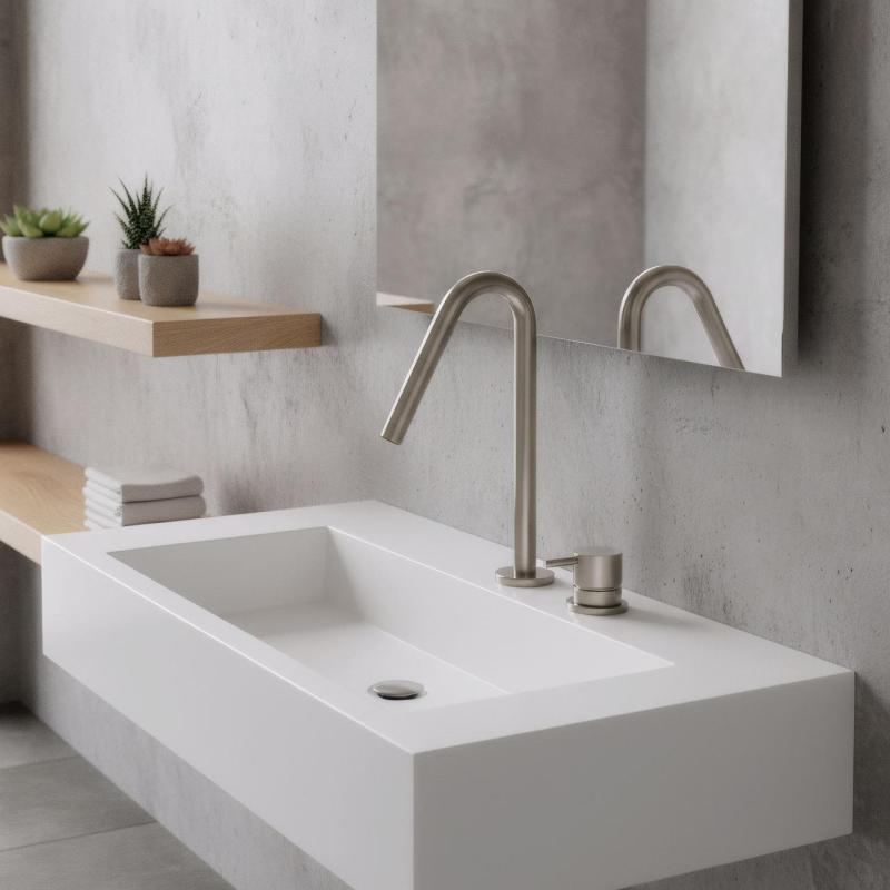 Waterevolution Flow 2-дупков мивков смесител изцяло от неръждаема стомана с малка V 120mm изход T1121VIE