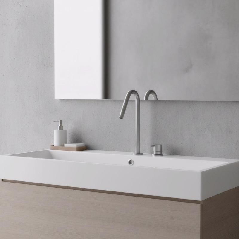 Waterevolution Flow 2-отворен смесител за умивалник от неръждаема стомана с висок V 120 mm излив T1122VIE
