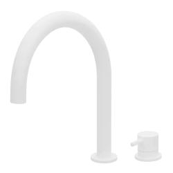 Waterevolution Flow 2-hole basin mixer, white, with low U 113 mm spout T1121UBR