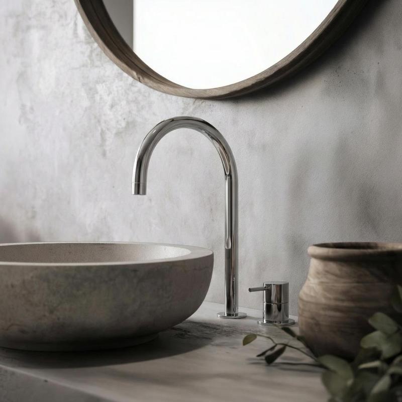 Waterevolution Flow 2-дупков мивка за баня хром с нисък U 200mm изход T1122U01